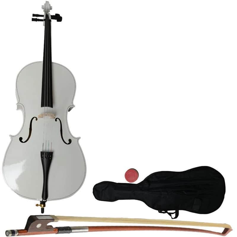 Cxxss White Cello 4/4 Full Size Wood Acoustic Cello School Band With Bag Bow Rosin Bridge image 1