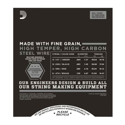 D'Addario Bass Stings Tapewound 50-105 50-65-85-105, Nylon, ETB92 - String Set for 4 String Bass Guitar image 3
