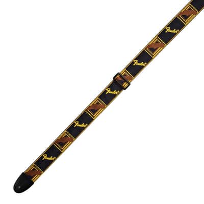 Fender 2 Inch Monogrammed Guitar Strap, Black/Yellow/Brown image 2