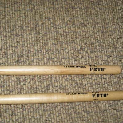 ONE pair new old stock (with packaging) Vic Firth T2 AMERICAN CUSTOM TIMPANI - CARTWHEEL MALLETS (SOFT), Head material / color: Felt / White -- Handle material: Hickory (or maybe Rock Maple) from 2010s (2019) image 17