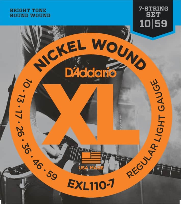 D'Addario EXL1107 XL Regular Light Nickel 7-String Electric Guitar Strings, 10-59 image 1