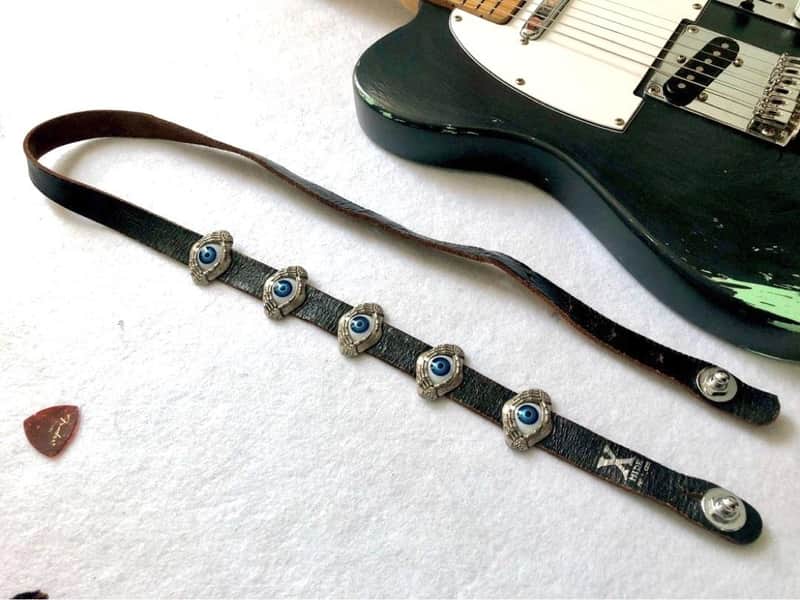 🪺HIDE Guitar strap🪺HIDE Rose Skull Silver Tiger FERNANDES HIDE 🪺HIDE Guitar strap🪺HIDE Rose Skull Silver Tiger FERNANDES HIDE