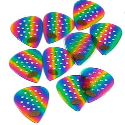 Pickboy Guitar Picks Pro Pos-a-grip 1.00mm Med Heavy 10 Pack Celluloid Rainbow