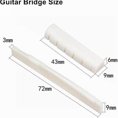 Acoustic Guitar Bone Bridge Saddle Nut with 6pcs Small Abalone Dot Guitar Bridge Pins and Pins puller (Bone bridge & Bone pins) image 3