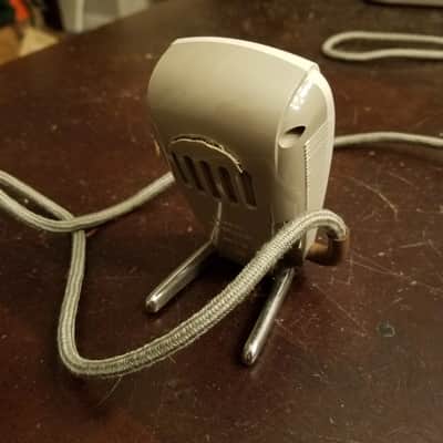 Grundig GDM 15 Dynamic Harp XLR Mic Palm GDM15 West Germany 1959 Silver Screen Grey Plastic Cloth Cord image 4