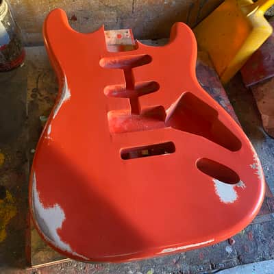 Stratocaster Body, Nitro paint, Fiesta red relic, 100% handcrafted in Italy image 3