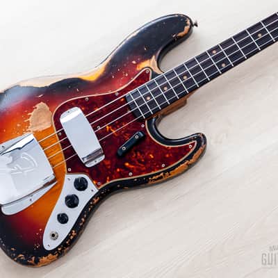 1962 Fender Jazz Bass Vintage Pre-CBS Slab Board, Sunburst w/ Case image 1