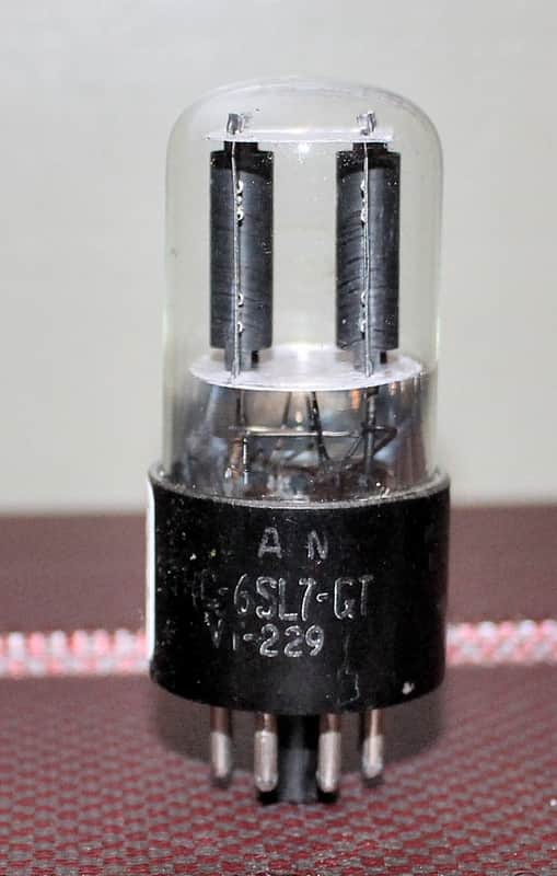 RCA JAN 6SL7GT VT-229 PERFECT BALANCE BLACK ROUND PLATE FOIL PAN GETTER TEST NOS++ VINTAGE 1945 image 1