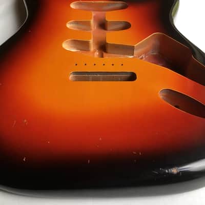 MJT VTS (Fender Stratocaster/Strat style) 3-Tone Sunburst Relic Guitar Body Nitro Finish image 4