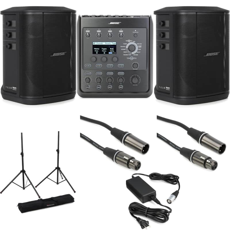 Bose S1 Pro+ Multi-position PA System and T4S 4-Channel Mixer Stand Bundle image 1