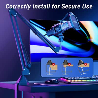 Usb Gaming Microphone, Rgb Streaming Microfono Set, Pc Podcast Recording Computer Mic For Ps4/5, Discord, Twitch, Cardioid Condenser Mic With Adjustable Boom Arm Stand Tc30S+ image 6