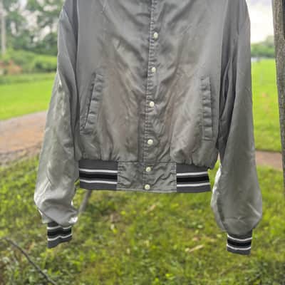 Vintage Shure Brothers Microphone Silver Bomber Jacket size XL 1970s 1980s Very Rare - FREE SHIPPING! image 1