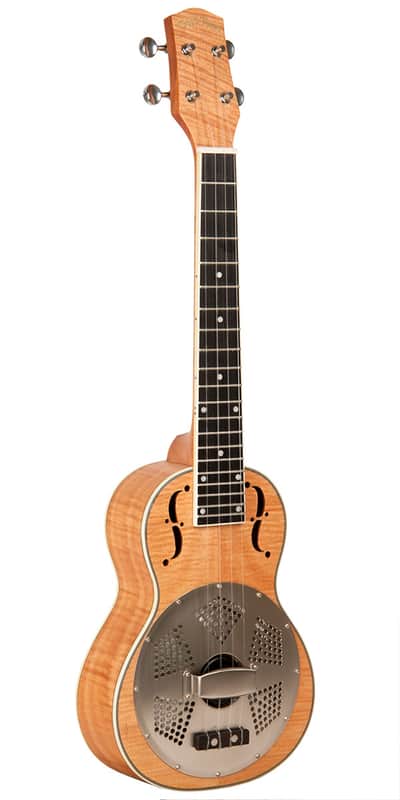 Gold Tone Curly Maple Resonator Tenor-Scale Ukulele Left-Handed ResoMaple/Tenor/L w/ Bag image 1