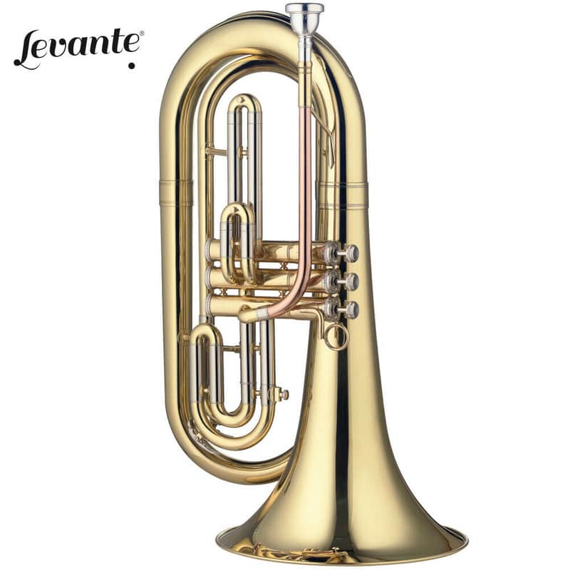 Levante LV-MB5505 Brass Body 3 Pistons Key Bb Marching Baritone w/Case & Mouthpiece Silver Plated image 1