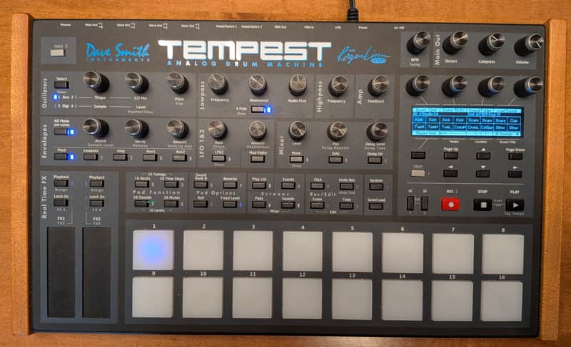 Dave Smith Instruments Tempest 6-Voice Drum Machine 2011 - 2018 - Black with Wood Sides + Decksaver image 1