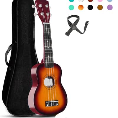 Ukulele for Beginners Hawaiian Wood Ukelele Kit for Kids Adult Student Starter Professional Ukalelee Pack Bundle with Gig Bag Strap Nylon String Tuner (Sunset, 21 Inch) image 1