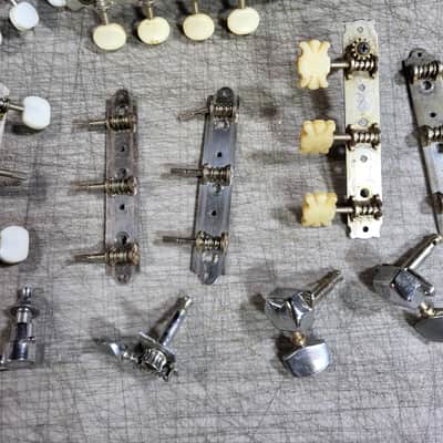 Pile of Vintage RARE 1960's Harmony Silvertone Kay Waverly Teisco Kluson 3x3 and 6 on a plate Guitar Tuners Luthier Parts #2 image 3