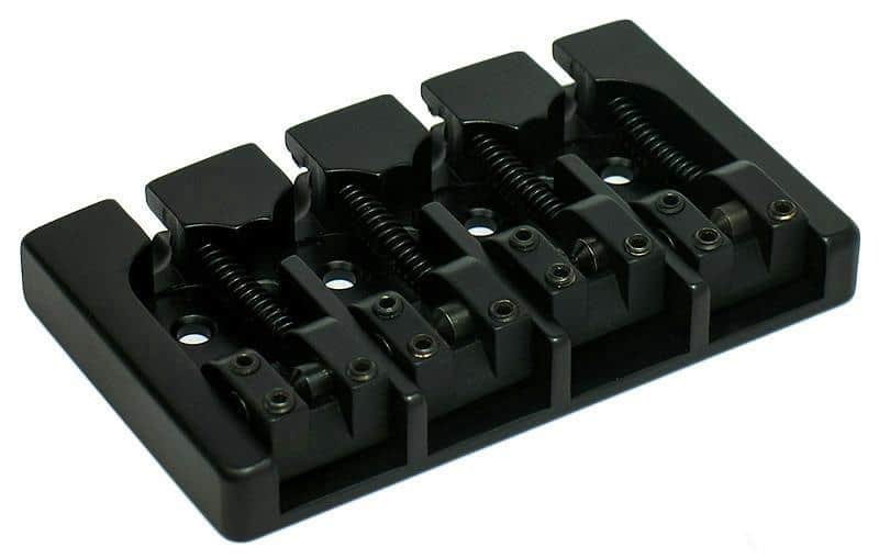 Hipshot A-style FM2 Bass Bridge for 3-hole String-Thru Fender Bass BLACK/Brass image 1