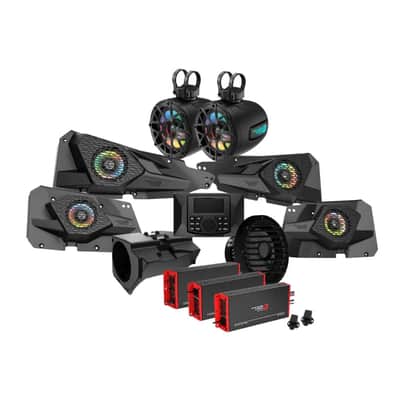 Cerwin Vega RPMRZRKM43 2014+ RZR XP 4DR 1110W Complete Audio Kit with 3 Amplifiers, Media Center, Front and Rear 6.5” 2-Way Door Speakers, 6.5” 2-Way Tower Speakers and 10" Subwoofer image 4
