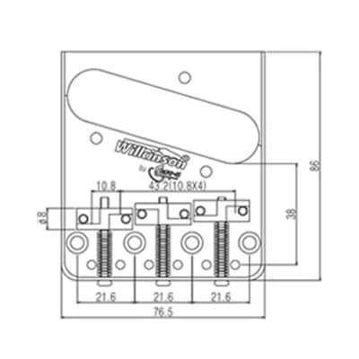 Wilkinson Chrome tailpiece for telecaster, 3 staggered brass saddles, 10.8mm spa image 5