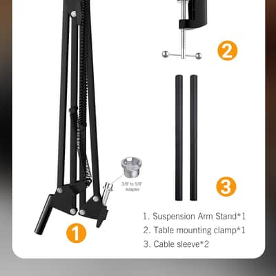 Mini Boom Arm - Mic Arm for Mini Microphone, Adjustable Boom Arm Stand with 3/8" to 5/8" Adapter image 3