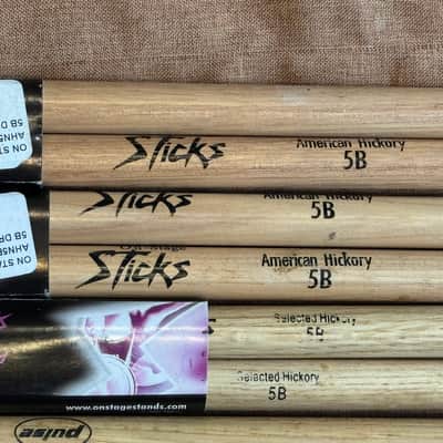 Pulse & Onstage American Hickory 5B 5 Pairs Drum Sticks Some NOS image 2
