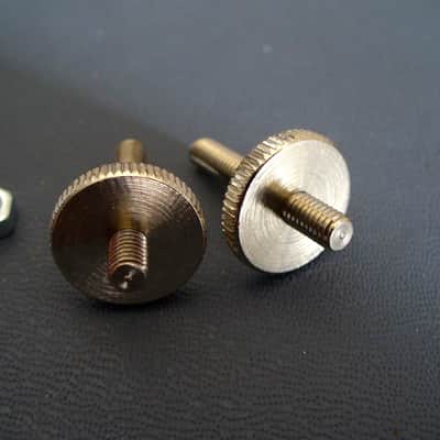 Orville by Gibson BASS MOD soft brass thumbwheels and posts for M4 metric ABR-1 bridge Les Paul Royal Mount 2026 - Nickel image 3