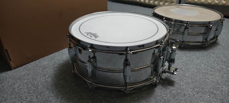 Supraphonic \ Acrolite Ludwig No. 411 Super-Sensitive 6.5x14" 10-Lug Aluminum Snare Drum with Keystone Badge 1963 - 1969 with internal contact microphone \ drum trigger system for electronic drums or experimental sounds like Roland , nord drum image 1