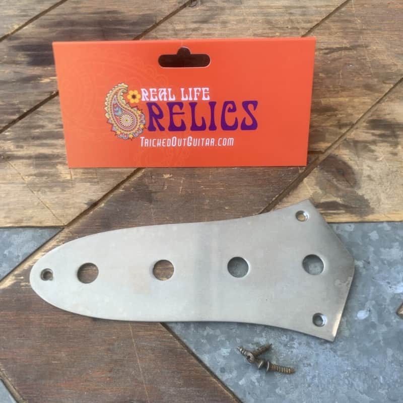 Real Life Relics Fender® Aged Chrome Jazz J Bass® Control Plate 4 Hole (Fender® 0992057100    [O2] image 1