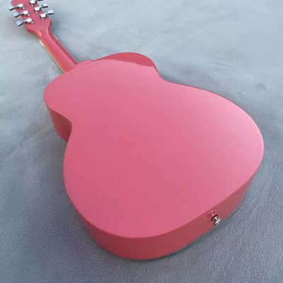 Pink 36 Inch Luna Folk Acoustic Guitar, Spruce Top Body, Mahogany Neck image 6
