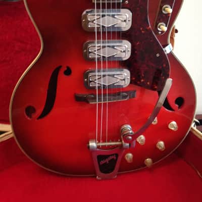 Silvertone by Harmony 1454 Archtop Electric DeArmond, Bigsby 1964 Sunburst Airline image 3