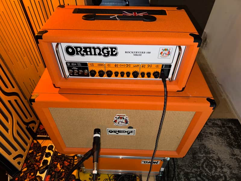 Orange Rockerverb 100 MKIII Tube Amp Head + Orange 2 X 12" Celestion closed-back guitar cabinet PRO GUITAR RIG: comes with amp head flight case + 2 Orange footswitches image 1