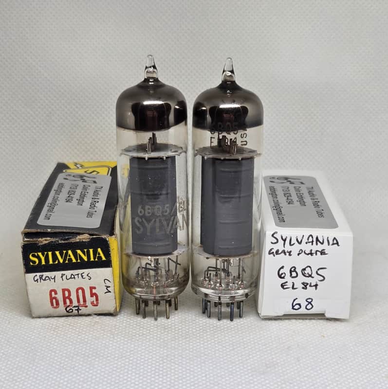 Sylvania 6BQ5 Gray Plate Almost Perfectly Matched (1.4%) Pair NOS EL84 image 1