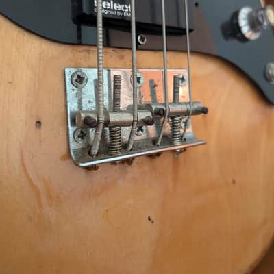 1970s Epiphone ET-280 Short Scale Bass MIJ Matsumoku - Natural Stripped / Select by EMG Modded (As-Is Seized Truss Rod / Wiring Project) image 3