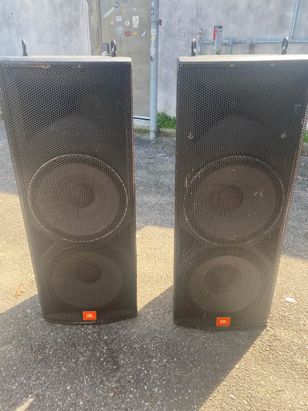JBL PRO SPEAKER SYSTEM 2 SOUND POWER SP225-6 & 2 VENUE VS125HS LOWS SP-225-6 MID 90'S - BLACK DURA FLEX COATING image 1