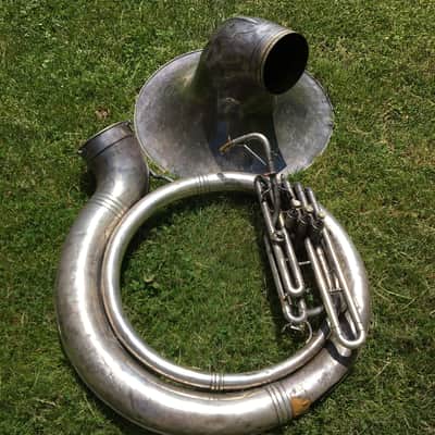 King Sousaphone, H.N. White Co. Cleveland. 1939 serial number, w/ case image 1