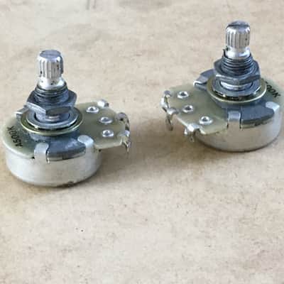 Two Vintage Fullsize Pots A500k Guitar Strat Tele P Bass Wiring Pots NOS Relic image 2