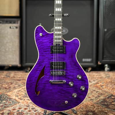 EVH SA-126 Special Quilted Maple Semi-Hollow Electric Guitar - Transparent Purple with Hardshell Case image 3