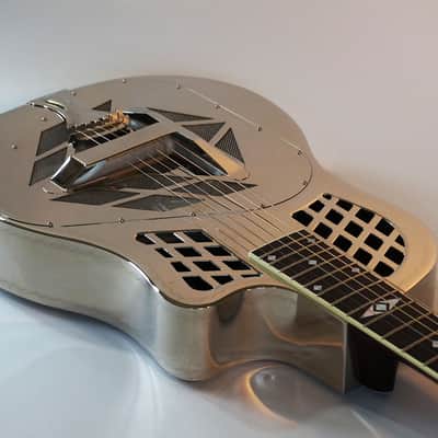 National Reso-Phonic Style 1.5 German Silver Body Cutaway Tricone 2023 Mirror Nickel w/Wiggle Border image 7