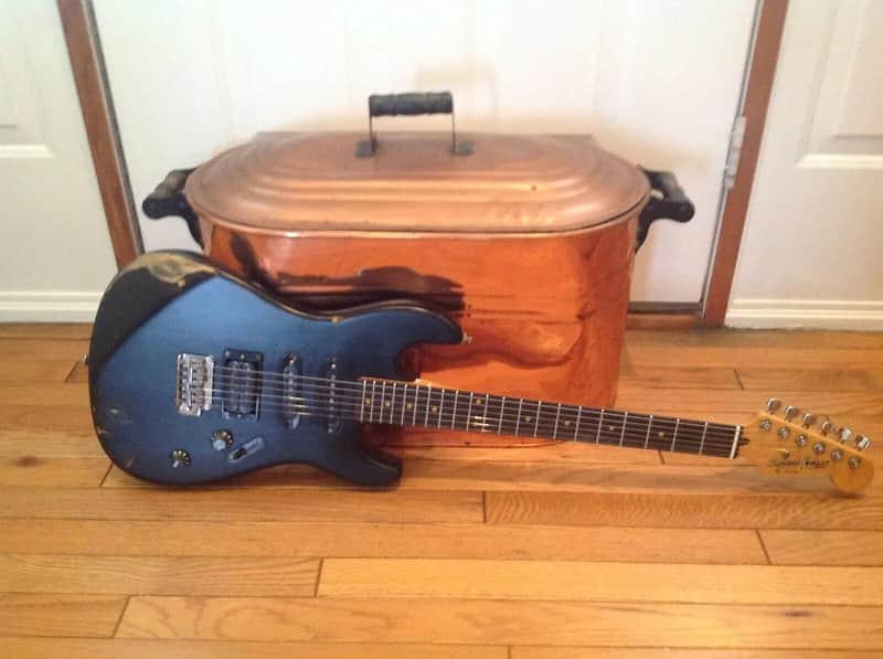 USA Made Relic Style Squier by Fender Bullet 1 1980's E Serial Numbered in Flat Black Worn w/ Clay Dots and Checking image 1