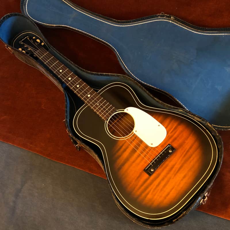 Silvertone H604ヴィンテージ1961年アコースティックギター Silvertone H604 Vintage Parlor Acoustic Guitar Tiger Burst | Reverb