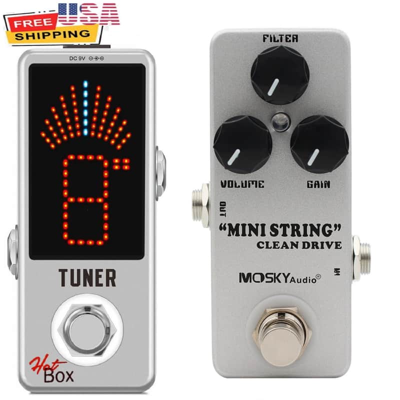 Mosky MINI STRING CLEAN DRIVE Overdrive Guitar Effect Pedal Amp Sim + Hot Box Tuner image 1