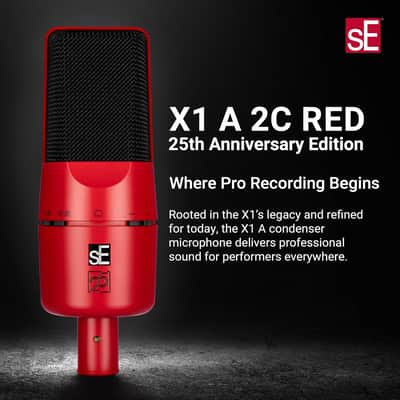 SE ELECTRONICS X1 A 2C Large Diaphragm Condenser Microphone with 100 Hz Filter & -20 dB Pad - XLR Condenser Mic for Singing & Instruments - Professional Studio Microphone for Recording (Red) image 2