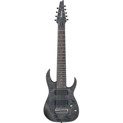 Ibanez RG Axe Design Lab RG9PBTGF 9-String Solid Body Electric Guitar with Macassar Ebony Fretboard, Right-Handed, Transparent Gray Flat image 2