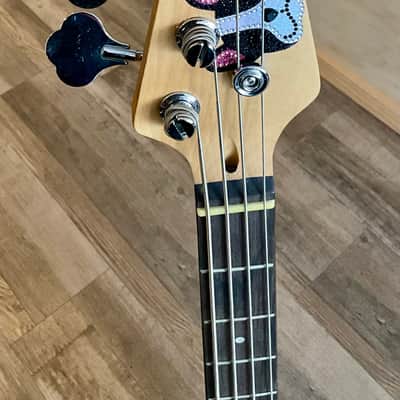 4-String Bass Guitar - Black/Blue Fade w/ Puppy Design image 3