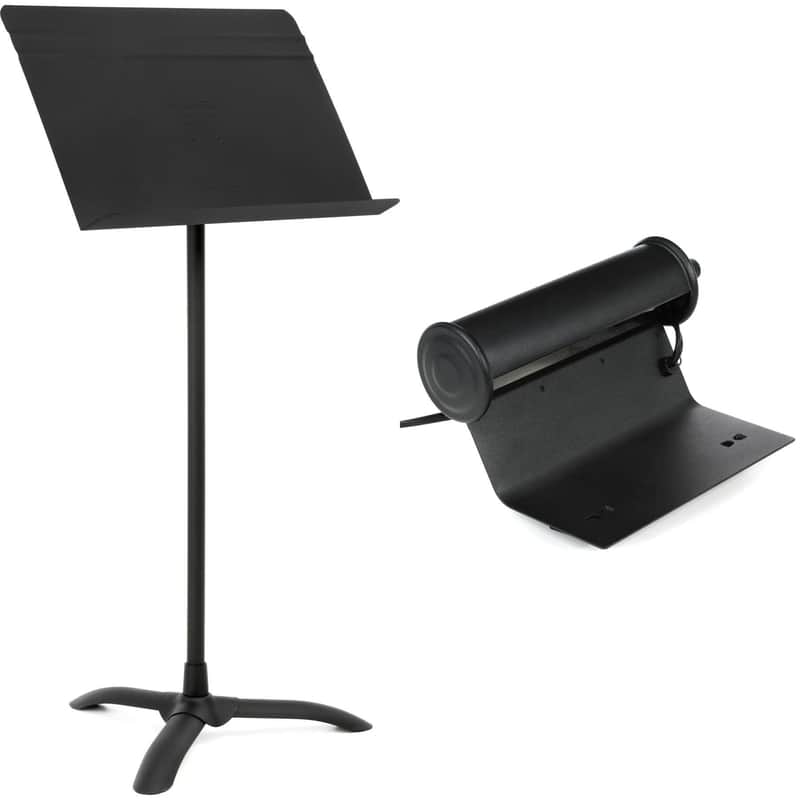 Manhasset Model 48 Symphony Music Stand and Clip-on Light Bundle - Black image 1