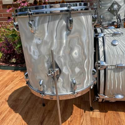 1960s Gretsch Progressive Jazz Drum Set Silver (White) Satin Flame 20/12/14 image 12
