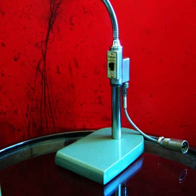 Vintage 1960's Calrad 10-24 dynamic microphone Hi Z w stand and cable Lafayette Olson Shield image 11