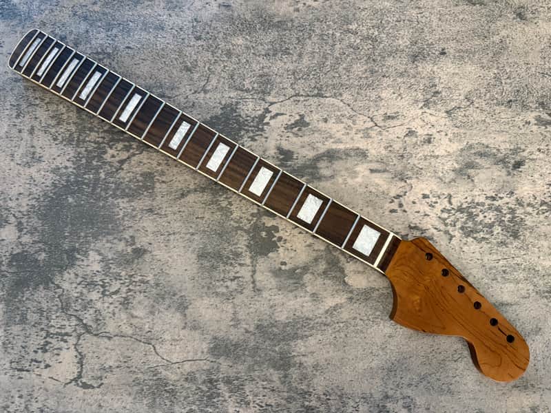 BMC Guitar Neck Jazzmaster® Strat® Stratocaster® 21 Fret Roasted Flame Maple MOP Block Inlays Bound With Rosewood Fingerboard Nitro Lacquer 2026 - 9.5 Radius.  [JM105] image 1