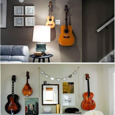 2 Pack Guitar Hangers Wall Mount Adjustable Hook Holder Instrument Display image 3